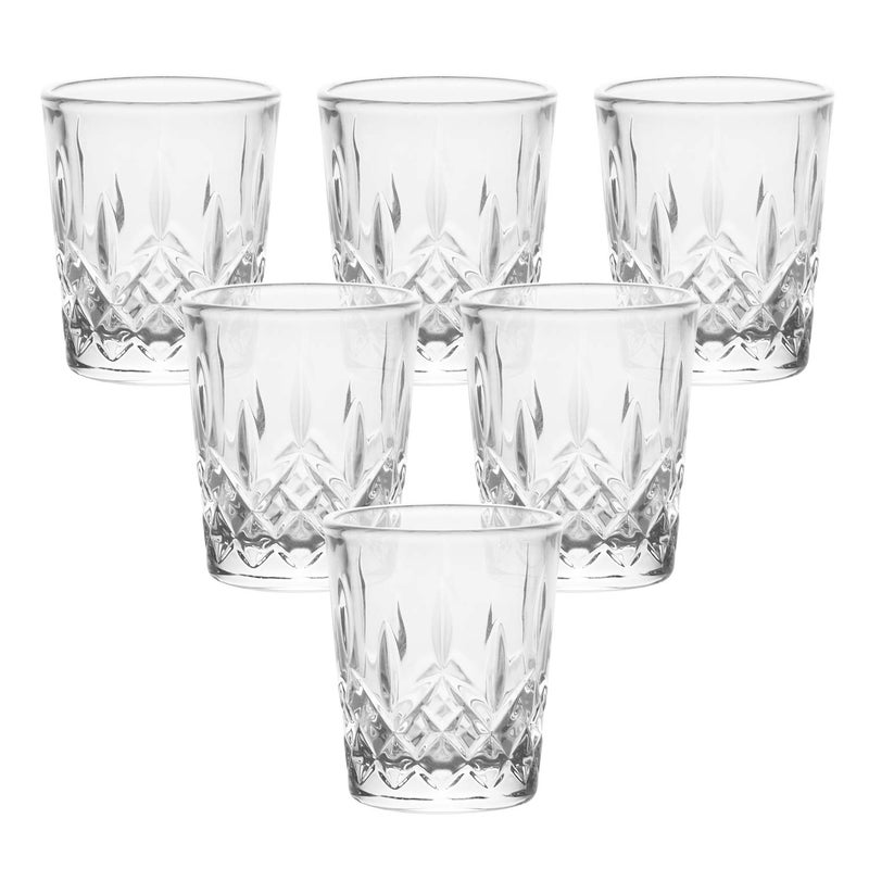 Enindel 3021.01 Carved Patterns Shot Glasses, 1.7 OZ, Set of 6, Clear, JY001 - Image 1